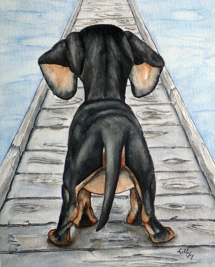 Dachshund... Down on the Boardwalk Painting by Kelly Mills