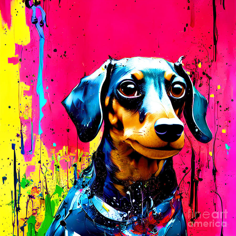 Dachshund In Modern Art 20221125e Mixed Media by Wingsdomain Art and Photography