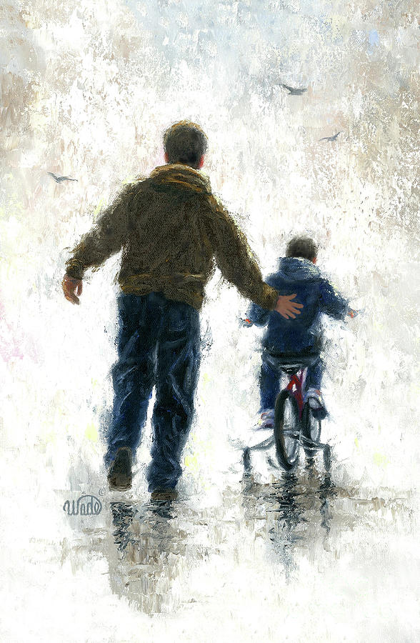 Dad and Me First Bike Ride Painting by Vickie Wade