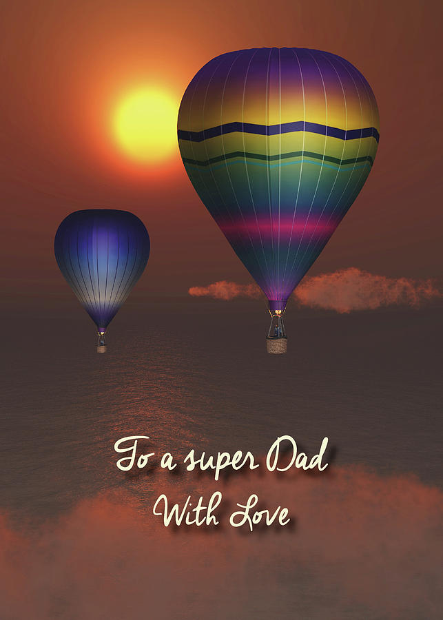 Dad Fantasy balloons in sunset above the sea Fathers Day Digital Art by Jan Keteleer