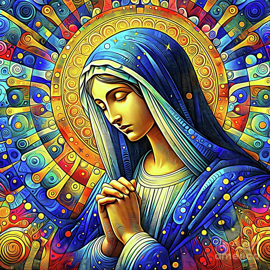 Pattern Digital Art - Dada Virgin Mary in Prayer Expressionist Effect by Rose Santuci-Sofranko