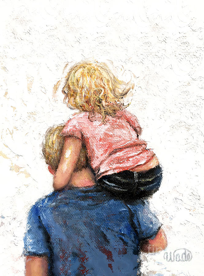 Daddy Carry Me Blond Dad and Daughter Painting by Vickie Wade