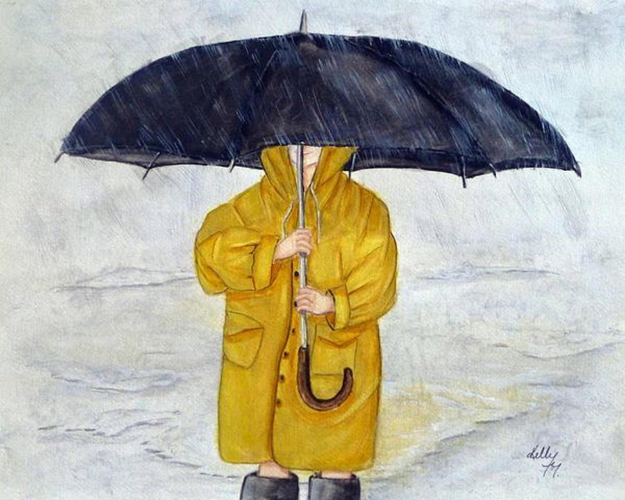 Daddys Umbrella Painting by Kelly Mills