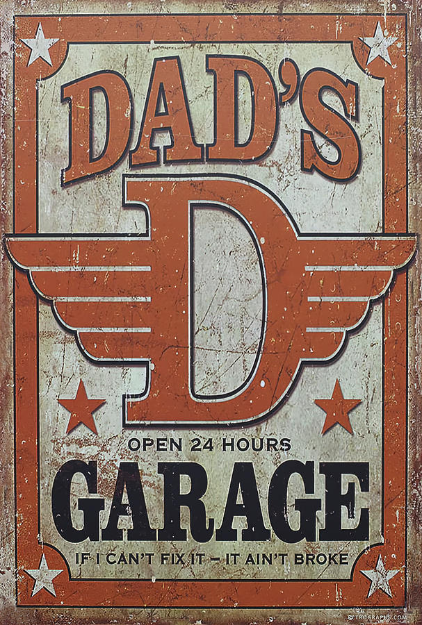 Dads Garage Vintage Print Mixed Media by Retrographs