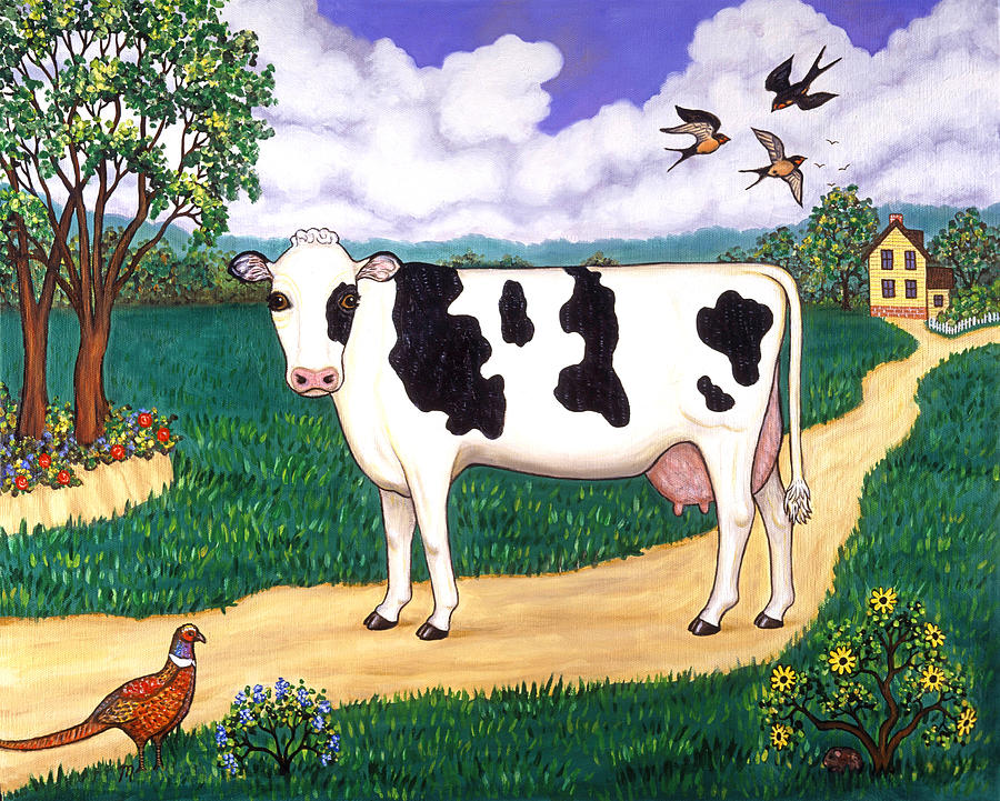 Cow Painting - Dads Prize Milk Cow by Linda Mears
