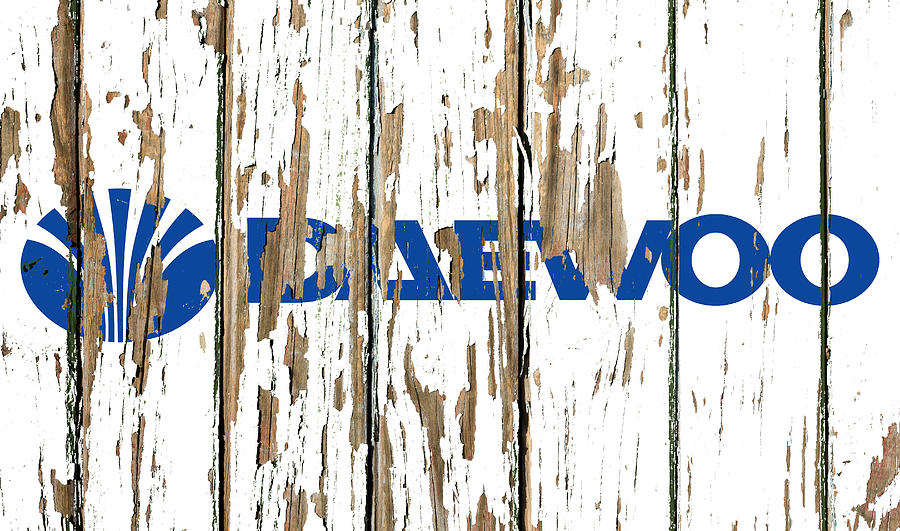 Daewoo Vintage Logo Peeling Paint Barn Wood Mixed Media by Design ...