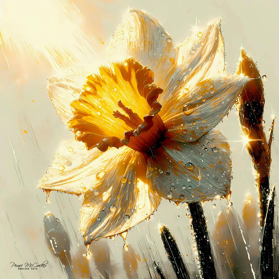 Daffodil and Dew Digital Art by Pennie McCracken