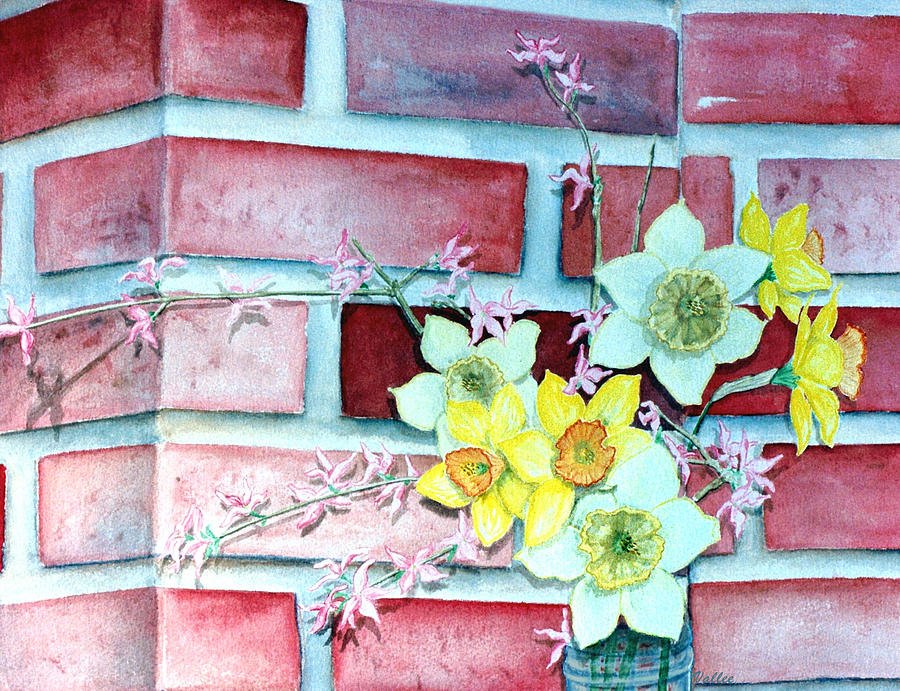 Daffodil Bricks Painting by Vallee Johnson