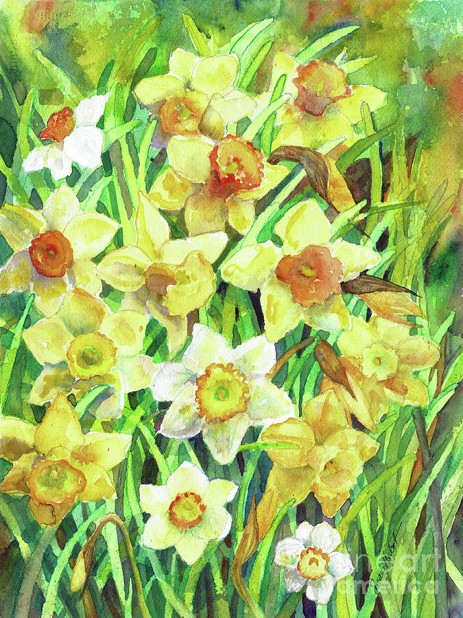 Daffodil Dance Painting by Susan Herbst