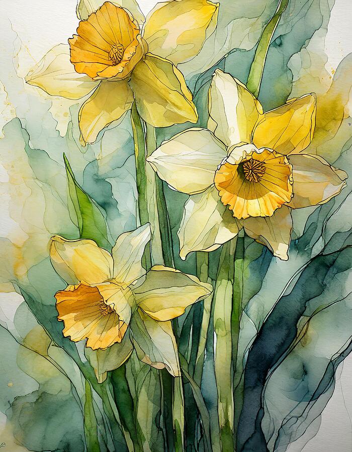 Daffodil Dreams Mixed Media by Susan Rydberg