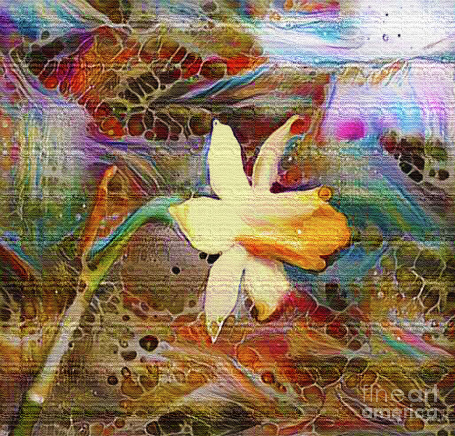 Daffodil in Alcohol Ink Wash Photograph by Nina Silver