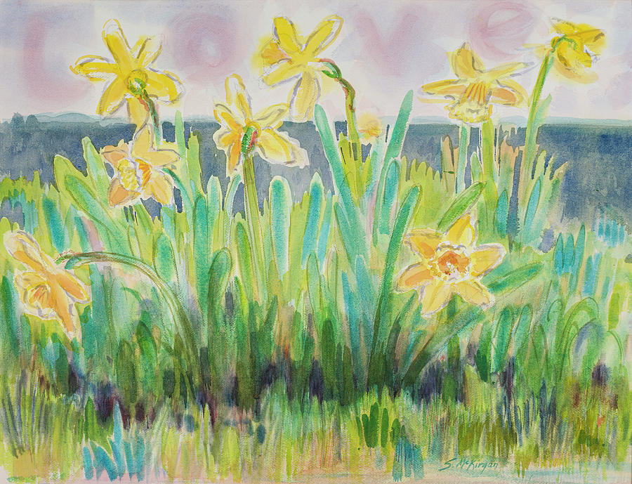 Daffodil Love Painting by Sally McKirgan