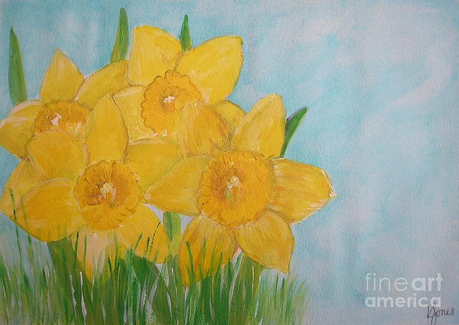 Daffodil Quartet Painting by Karen Jane Jones