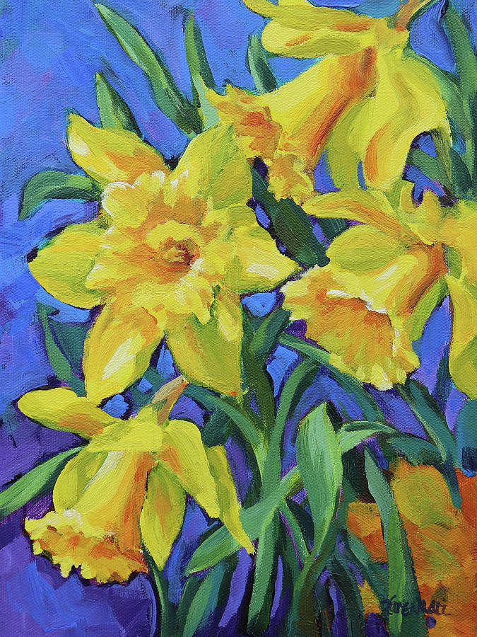 Daffodils - Colorful Spring Flowers Painting by Karen Ilari