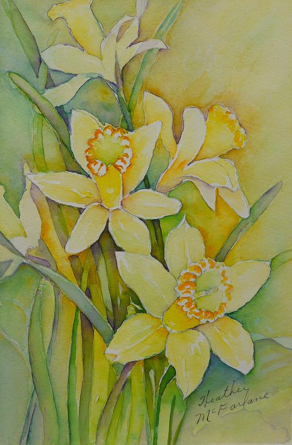Daffodils Painting by Heather McFarlane-Watson