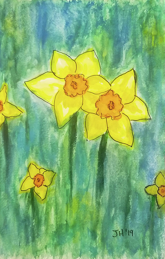 Daffodils Painting by Jean Haynes
