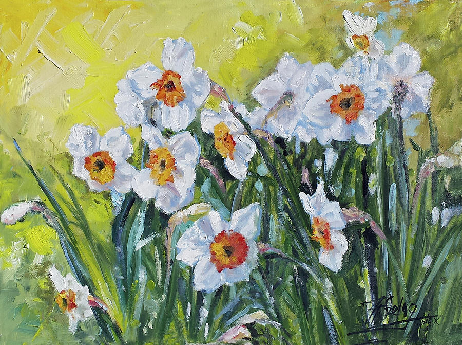Daffodils - Narcissus Painting by Irek Szelag
