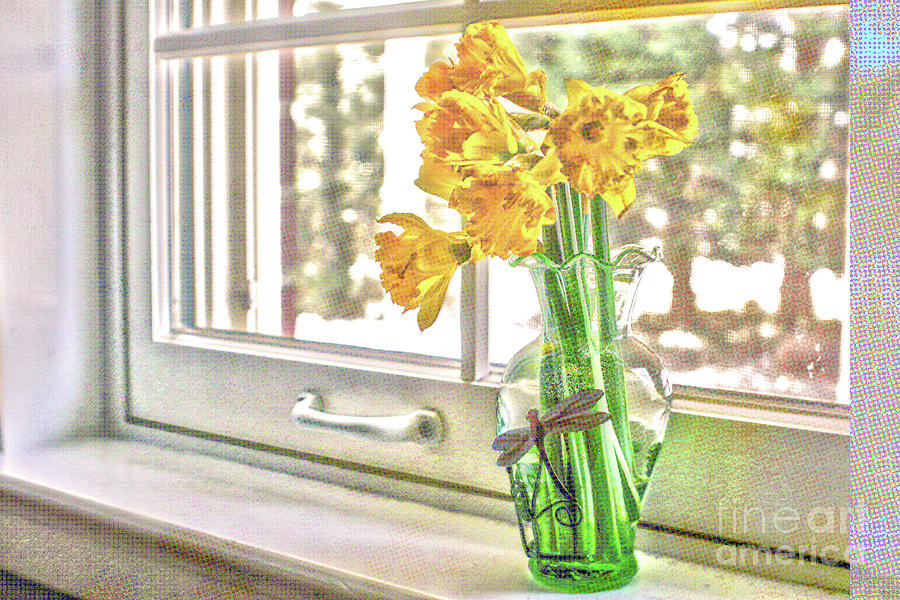Daffodils on Windowsill Photograph by Sandy Moulder