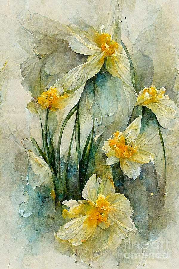 Flower Digital Art - Daffodils by Sabantha
