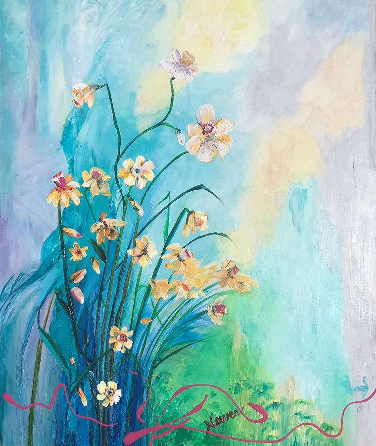 Daffodils Stylized Painting by Deborah Naves