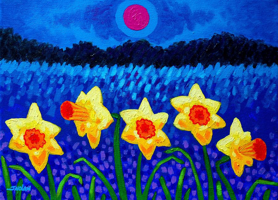 Impressionism Painting - Daffs and Magenta Moon  by John  Nolan