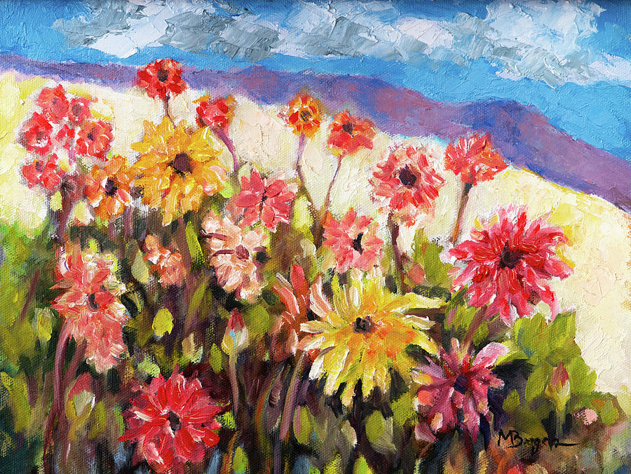 Dahlia Field Painting by Mike Bergen