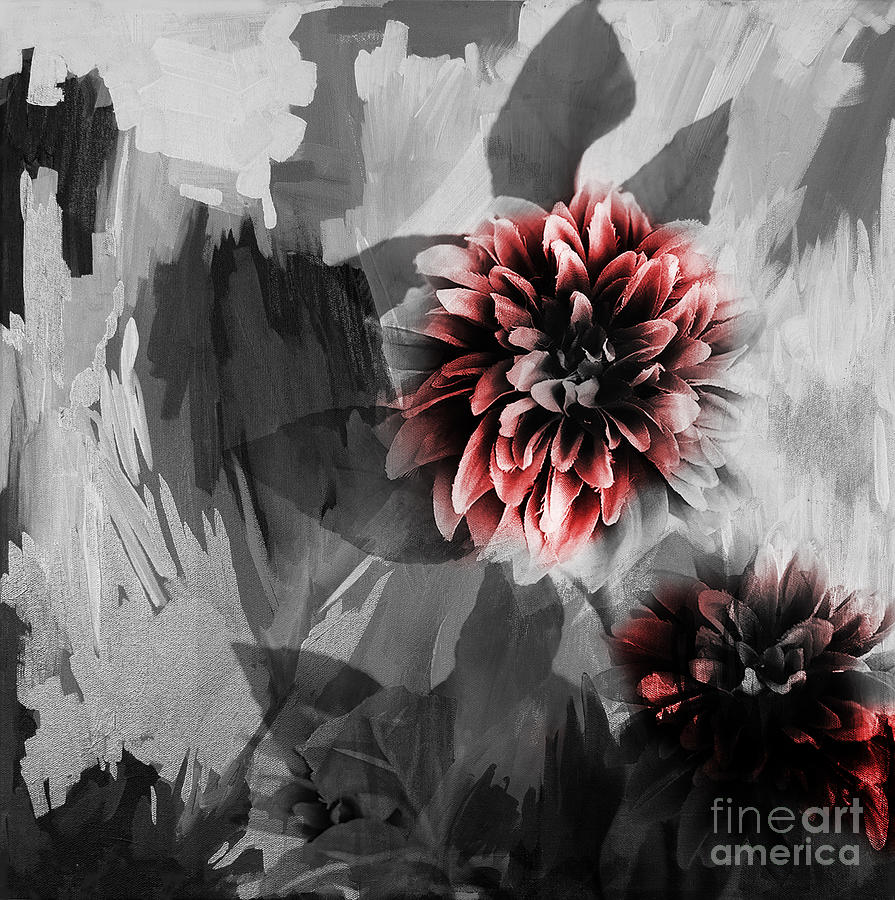 Dahlia pair abstract art Painting by Gull G