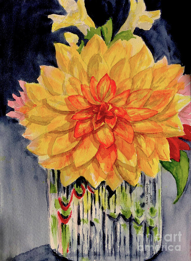 Dahlias Painting by Bonnie Young