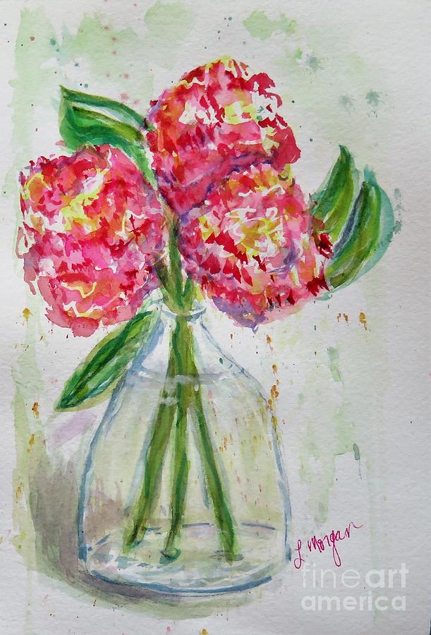 Dahlias In A Clear Vase Painting
