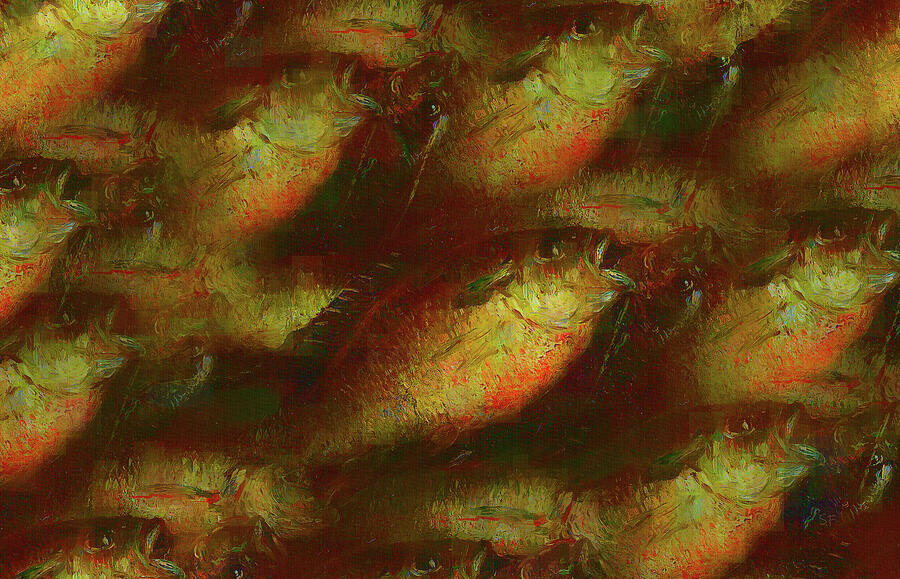 Daily Catch Vintage Fishes Abstract Painting Digital Art by Shelli Fitzpatrick
