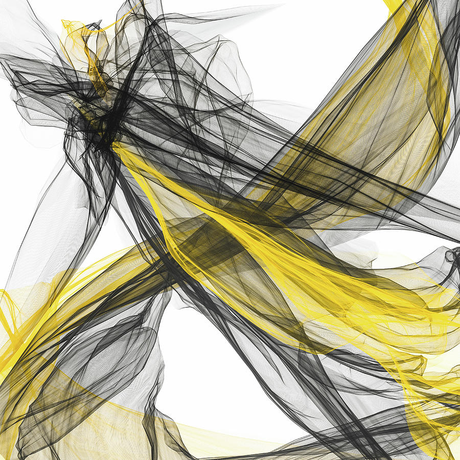 Yellow Painting - Dainty Soar - Yellow And Gray Modern Wall Art by Lourry Legarde