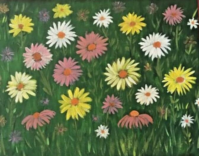 Flower Painting - Daisies, Daisies by Mary Aldorasi