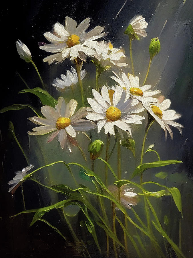 Flower Painting - Daisies I by Naxart Studio