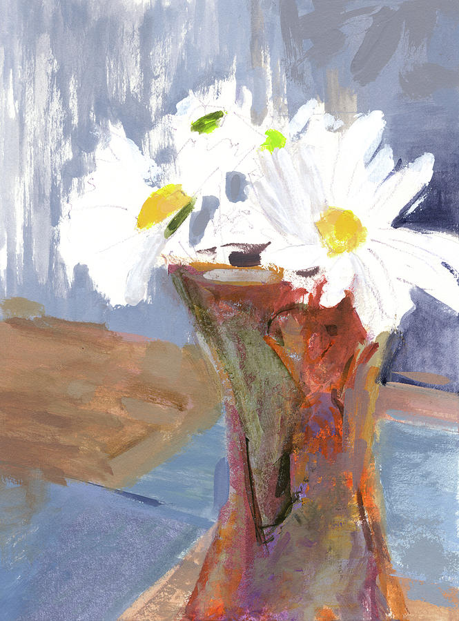 Daisies in a ceramic tumbler 211407 Painting by Chris N Rohrbach
