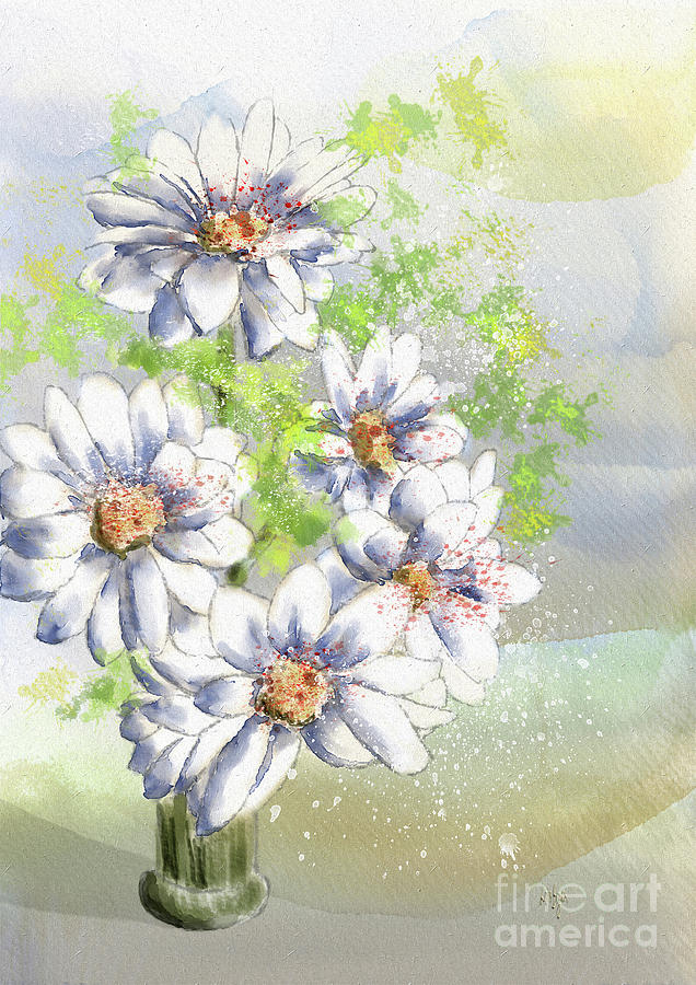 Daisies In A Vase Digital Art by Lois Bryan