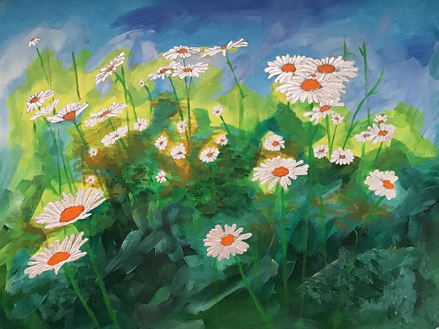 Daisies in My Garden Painting by Deanne Evans - Fine Art America