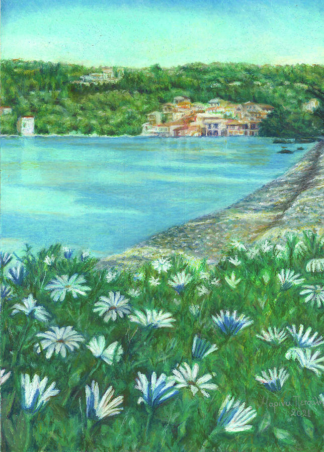 Daisies On The Beach, Painting Pastel