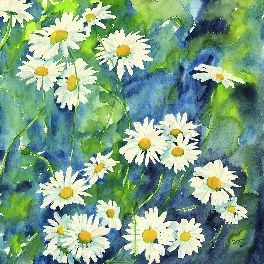  Daisies watercolor painting Painting by Karen Kaspar