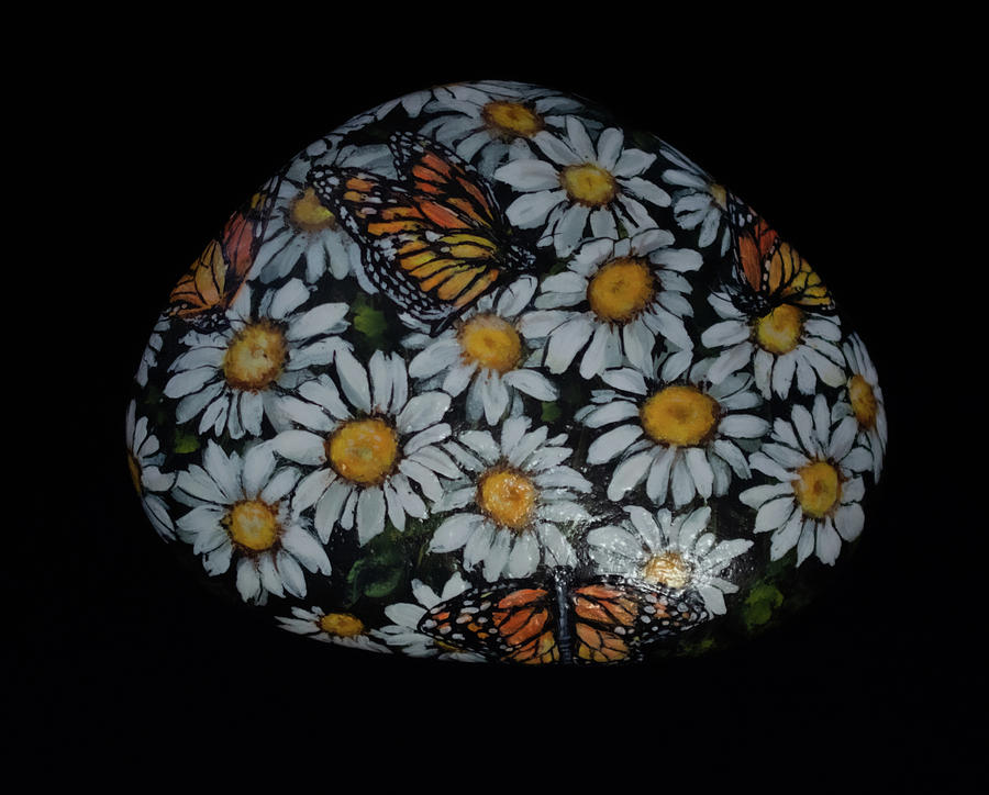Daisies with Monarchs  Painting by Nancy Lauby