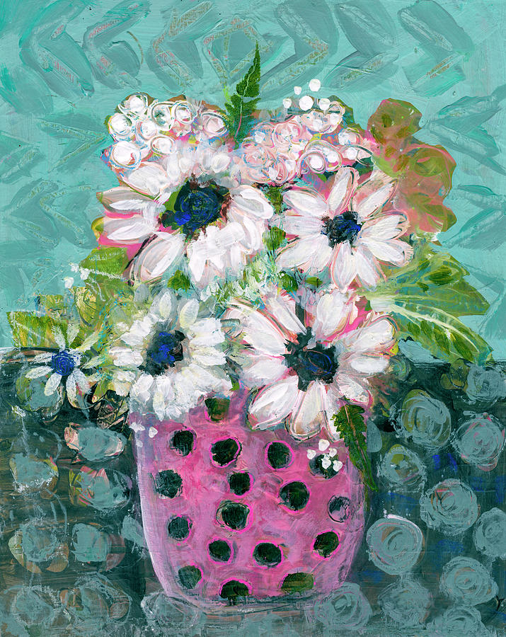 Daisy Blue Flowers Painting by Blenda Studio