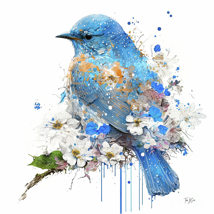 Bluebird Painting - Daisy Bluebird by Tina LeCour
