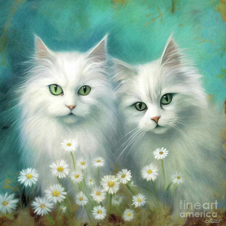 Daisy Cats Digital Art by Jutta Maria Pusl