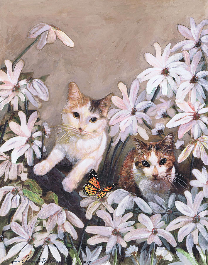 Daisy Cats Painting by Renee Catherine Wittmann Daisy Cats Painting by Renee Catherine Wittmann