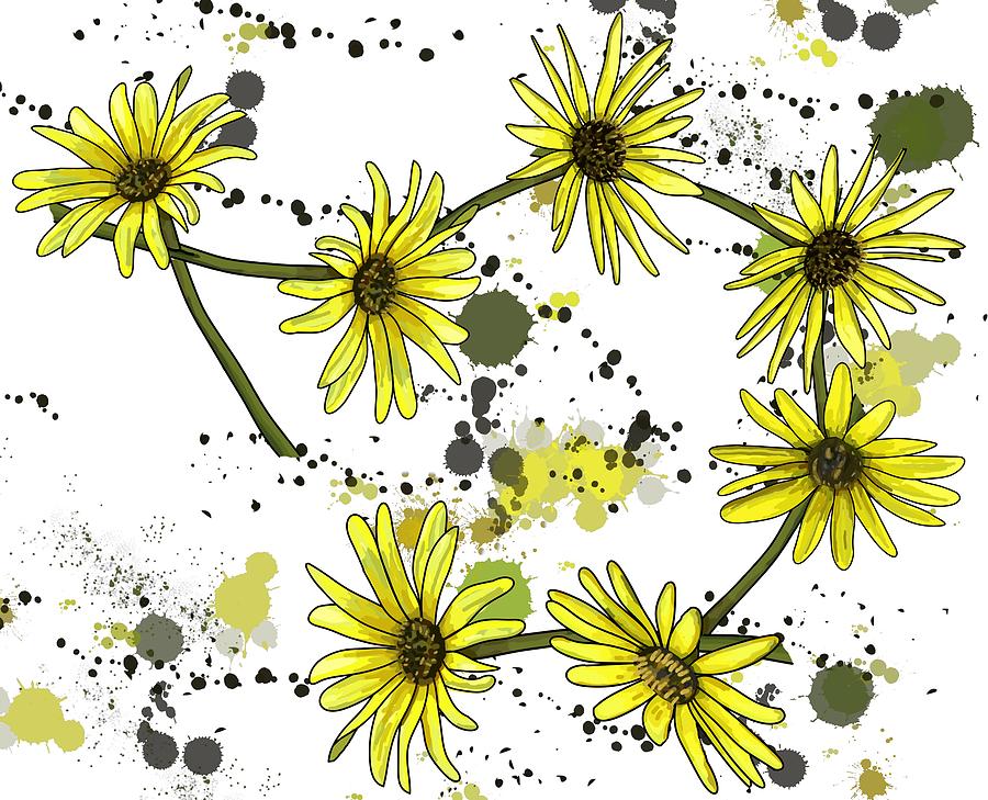 Daisy Chain Drips Drops On White Drawing by Joan Stratton