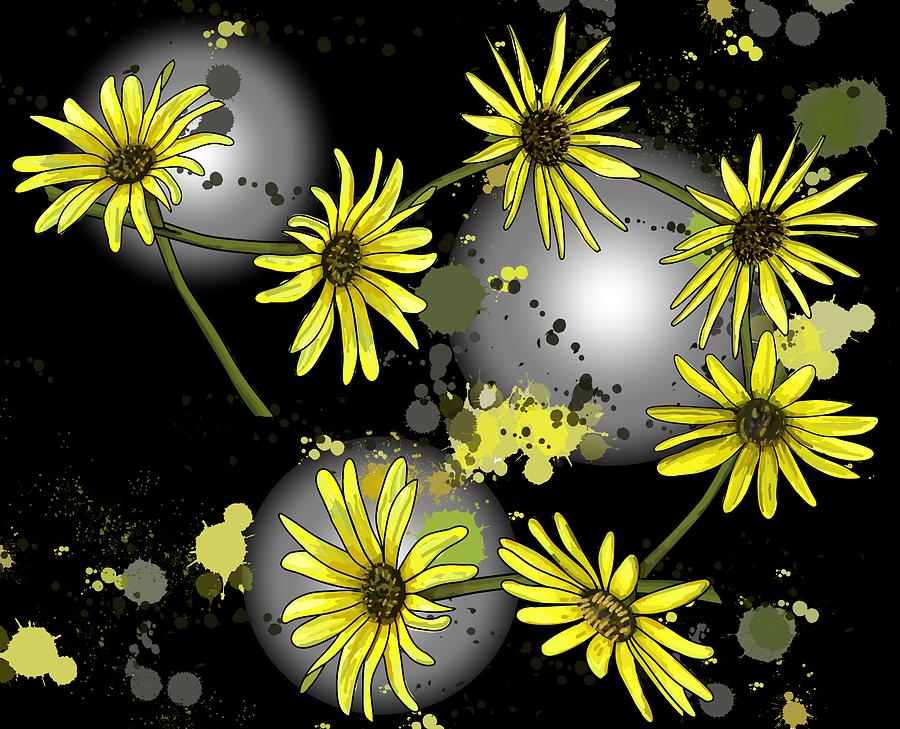 Daisy Chain On Black Drawing by Joan Stratton Daisy Chain On Black Drawing by Joan Stratton