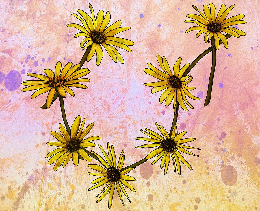 Daisy Chain Rustic Drips Drawing by Joan Stratton
