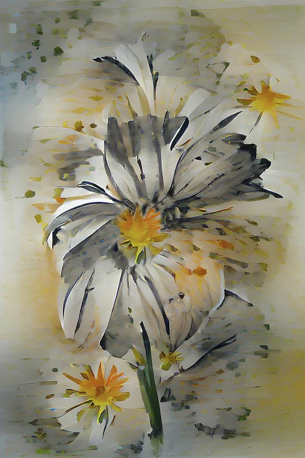 Daisy Dreams Abstract Watercolor Painting by David Dehner