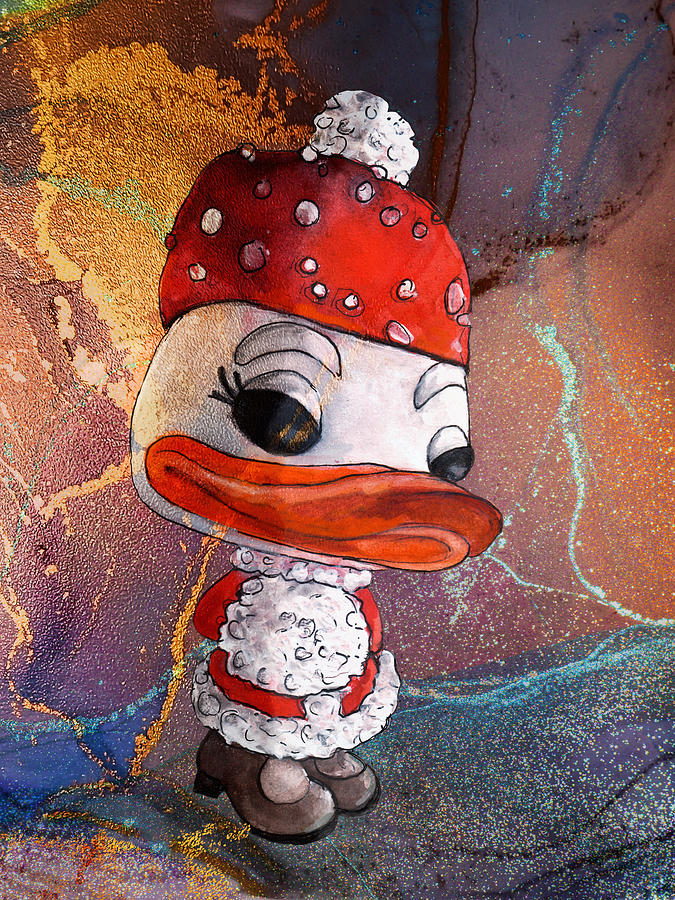 Daisy Duck Santa Funko Pop Painting by Miki De Goodaboom