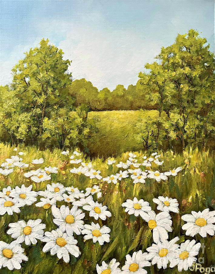 Daisy fields Painting by Inese Poga