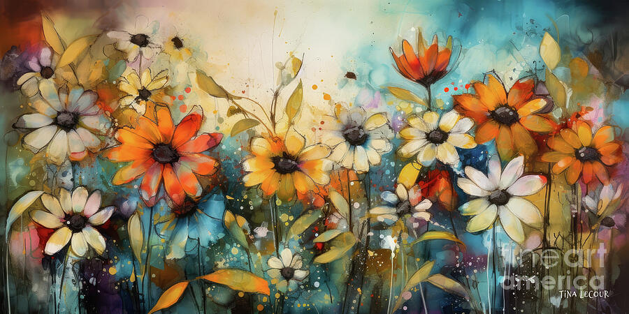  Daisy Flower Garden Painting by Tina LeCour